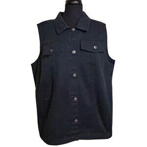 Unbranded Black Denim Button-Down Jacket Vest 100% Cotton Women's Size 18W